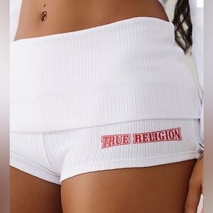 Womens True Religion foldover ribbed hot shorts Sz lg